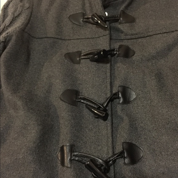 Grey cable sweater wool Knit toggle coat S - Picture 4 of 5